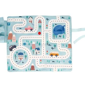 Juego Mantel gris con circuito Azul + 3 Coches Monnëka