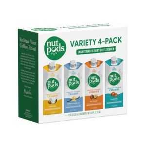 Crema para café nutpods sin azúcar sabores original, vainilla, avellana y caramelo 4 pack