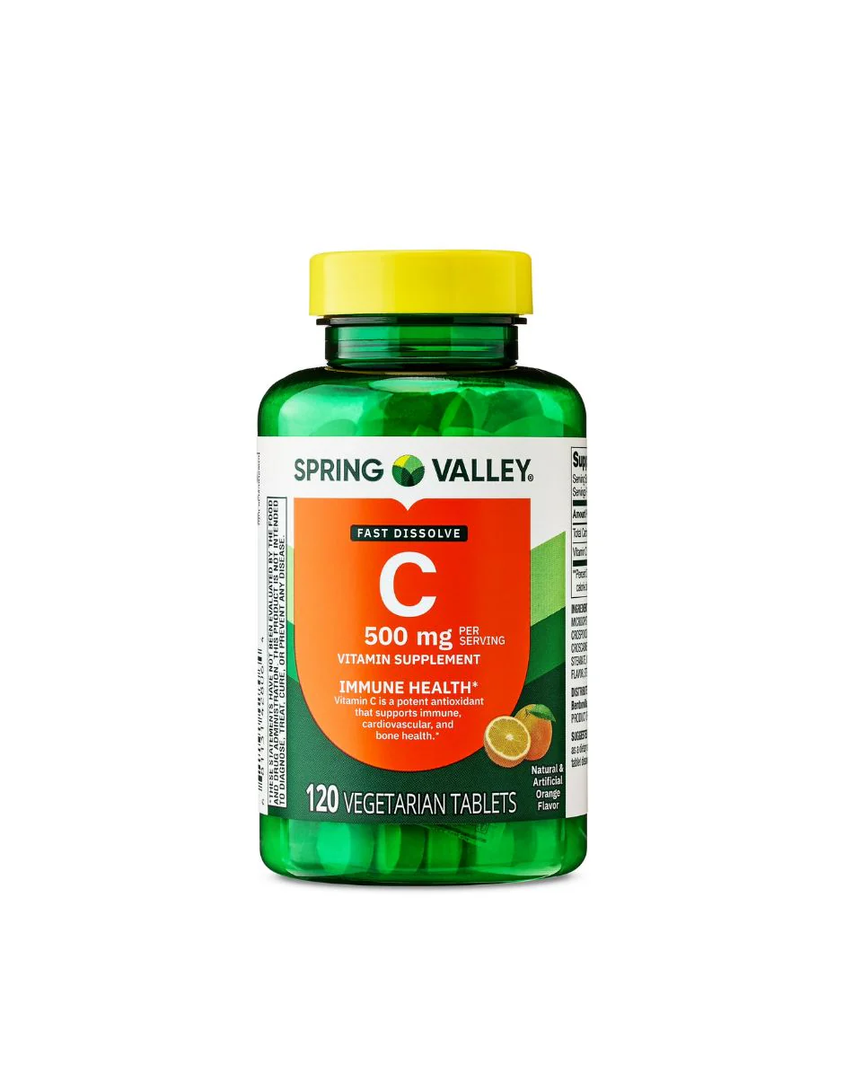 Vitamina C Spring Valley 500 mg 120 tabletas Inmunidad y Energía