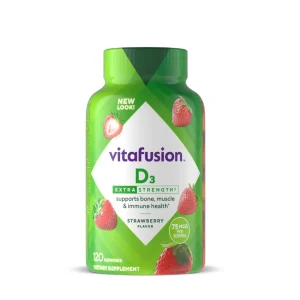 Vitafusion Vitamina D3 extra fuerte gomitas con sabor a fresa 120 unidades