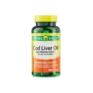 Spring Valley Aceite de hígado de bacalao más vitaminas A y D3 100 cápsulas gel