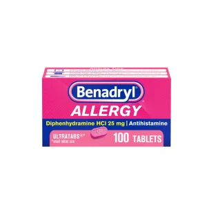 Benadryl Ultratabs Tabletas antihistamínicas para alergias, 100 unidades