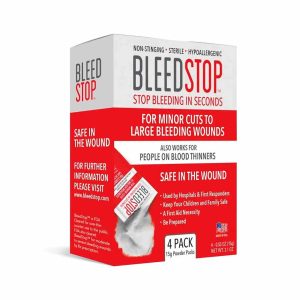 BleedStop Polvo de primeros auxilios para coagulación de la sangre 4 pack, 15gr