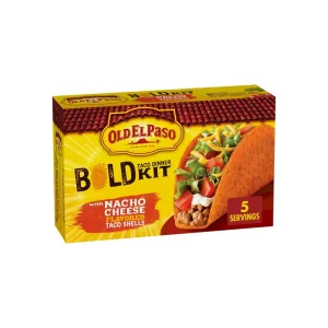 Old El Paso Stand 'N Stuff Bold Nacho Kit de cena de taco con sabor a queso, 5 piezas