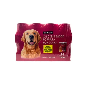 Kirkland Alimento enlatado para perros sabor pollo y arroz 13.2 oz, 24 unidades