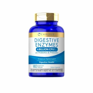 Carlyle Enzimas digestivas con probióticos y prebióticos, 180 cápsulas