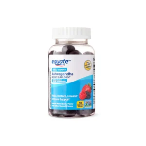 Suplemento dietético sin OGM Equate Ashwagandha, gomitas, frutos 60 unidades
