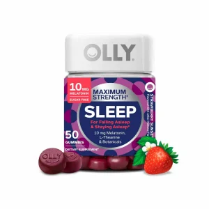 OLLY Gomitas para dormir 10 mg de melatonina, L-teanina, sabor a fresa, 50 gomitas