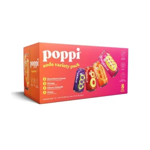 Refresco prebiótico Poppi variedad 8 latas 12 oz
