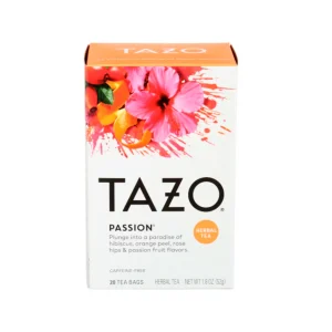 Té de hierbas TAZO, pasión, sin cafeína, bolsitas de té, caja de 20 unidades